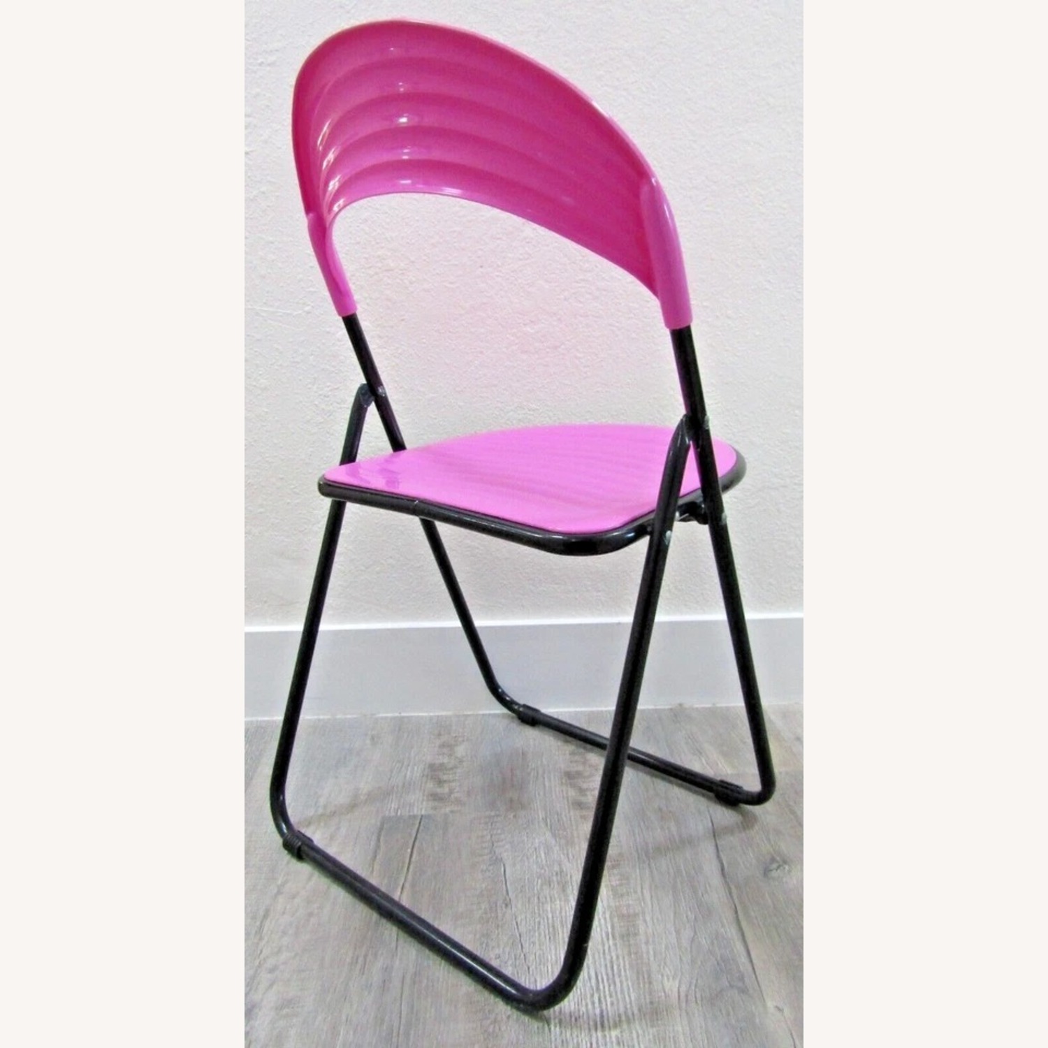 Pair Italian Designer Studio GP Pink Fold Chairs - image-7