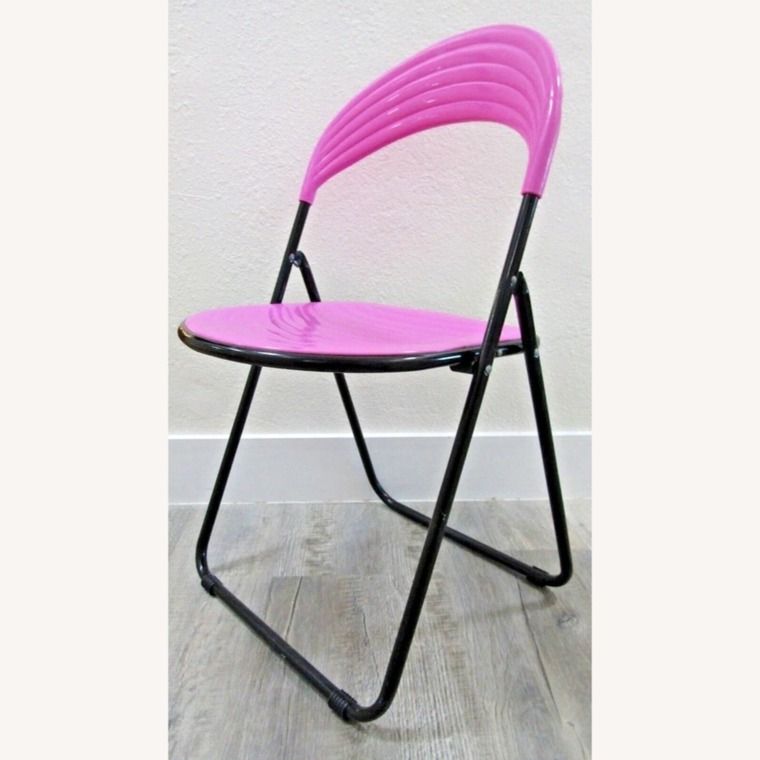 Pair Italian Designer Studio GP Pink Fold Chairs - image-11