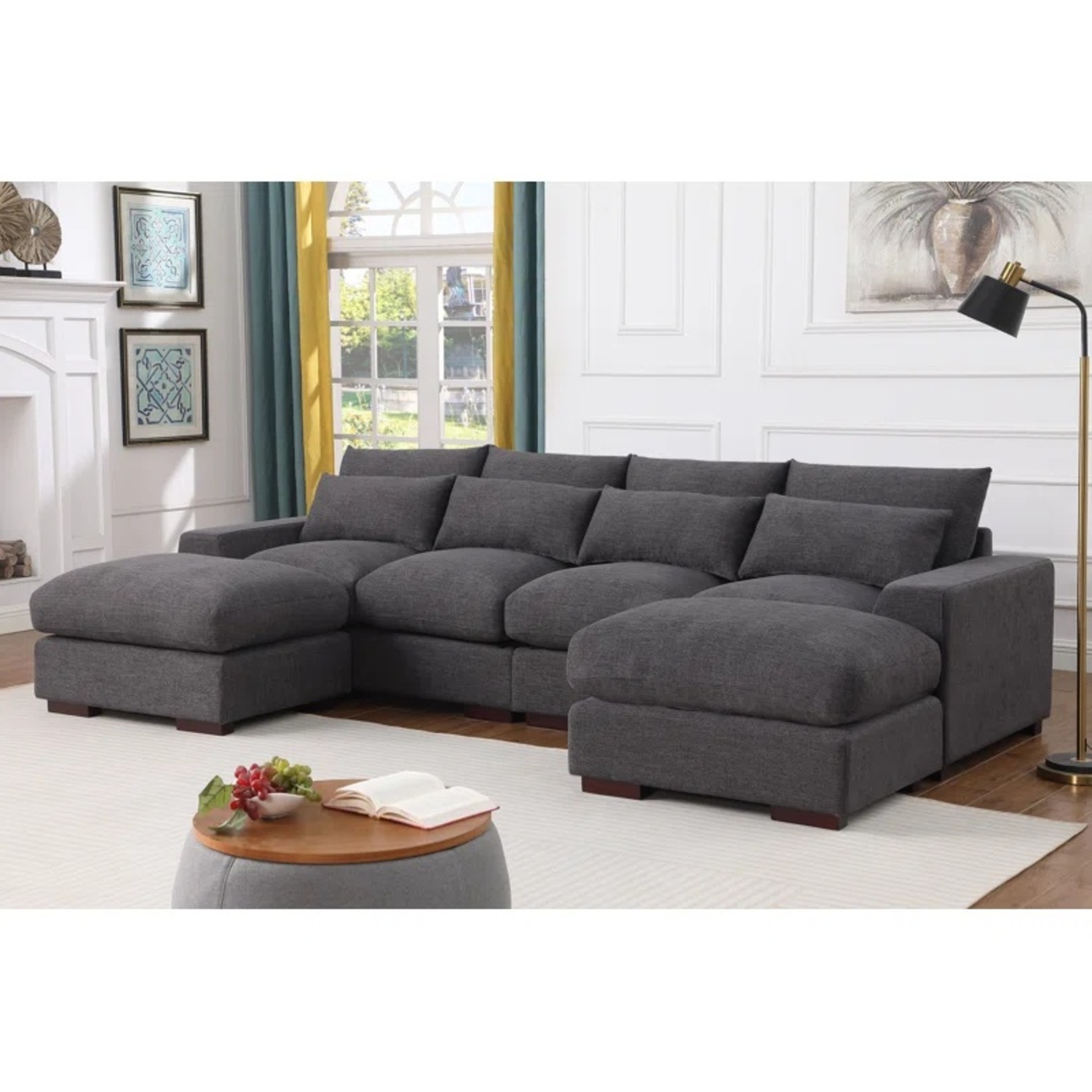 Dark Gray Upholstered Sofa - image-5