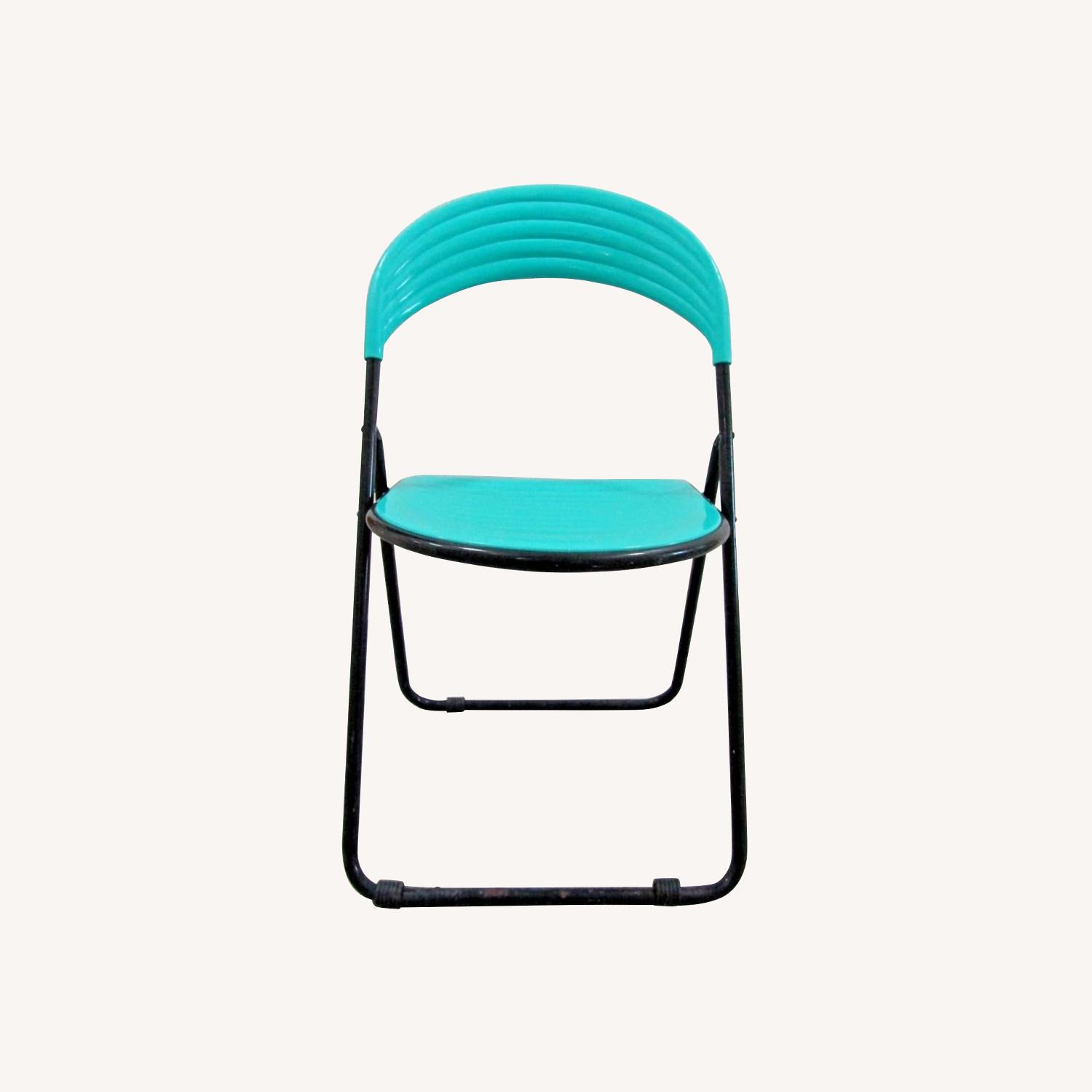 Pair Italian Designer Studio GP Turquoise Chairs - image-0