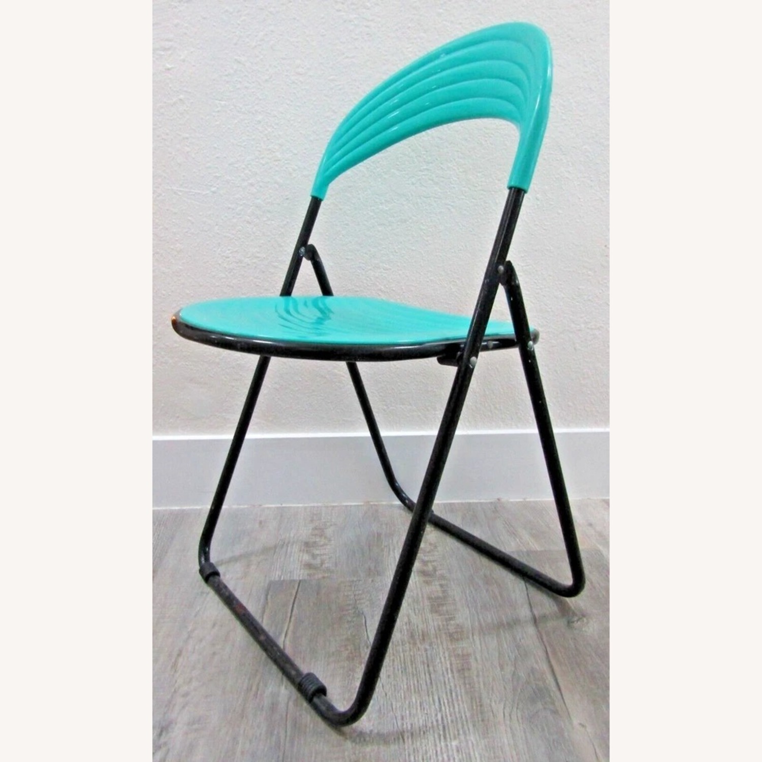 Pair Italian Designer Studio GP Turquoise Chairs - image-10
