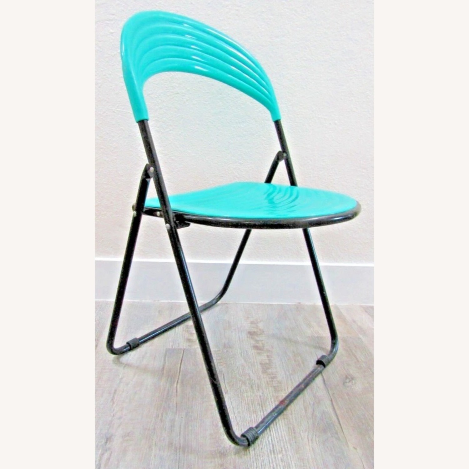 Pair Italian Designer Studio GP Turquoise Chairs - image-4