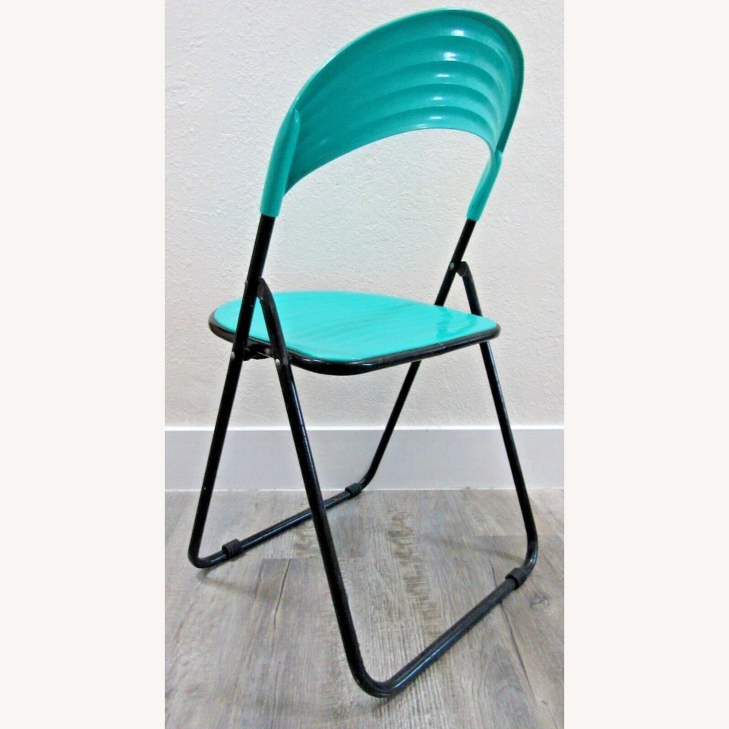Pair Italian Designer Studio GP Turquoise Chairs - image-8
