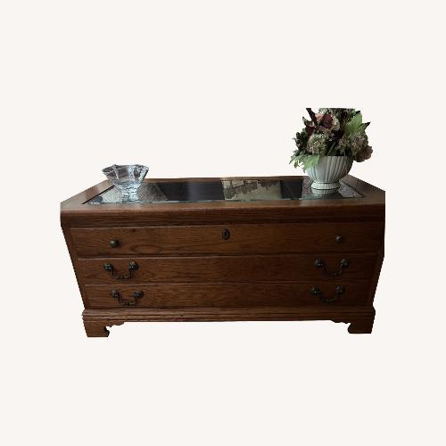 Used  Bassett Wood and Glass Coffee Table  for sale on AptDeco