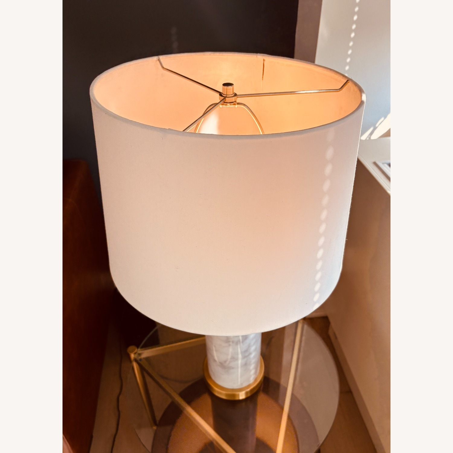 Pillar Table Lamp USB, Marble Base - image-1