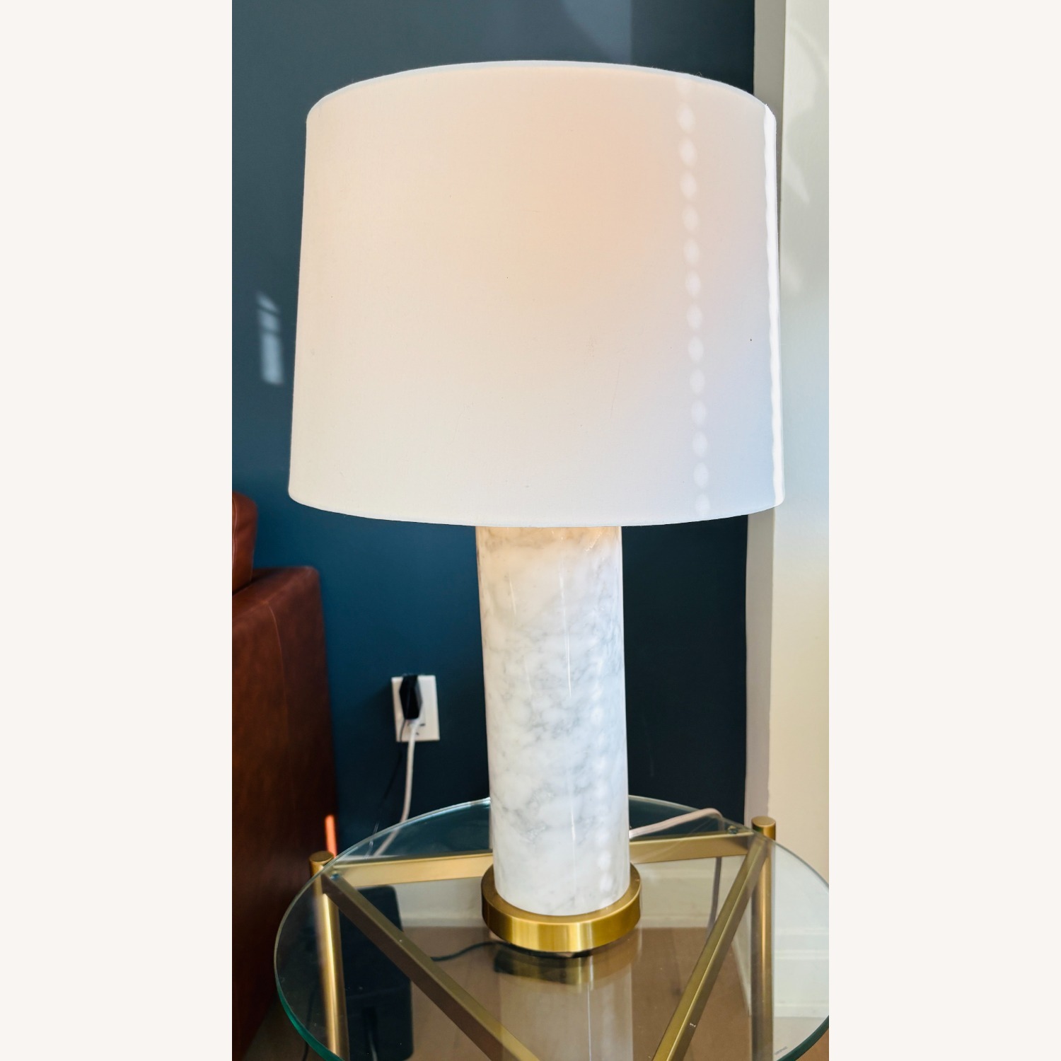 Pillar Table Lamp USB, Marble Base - image-2