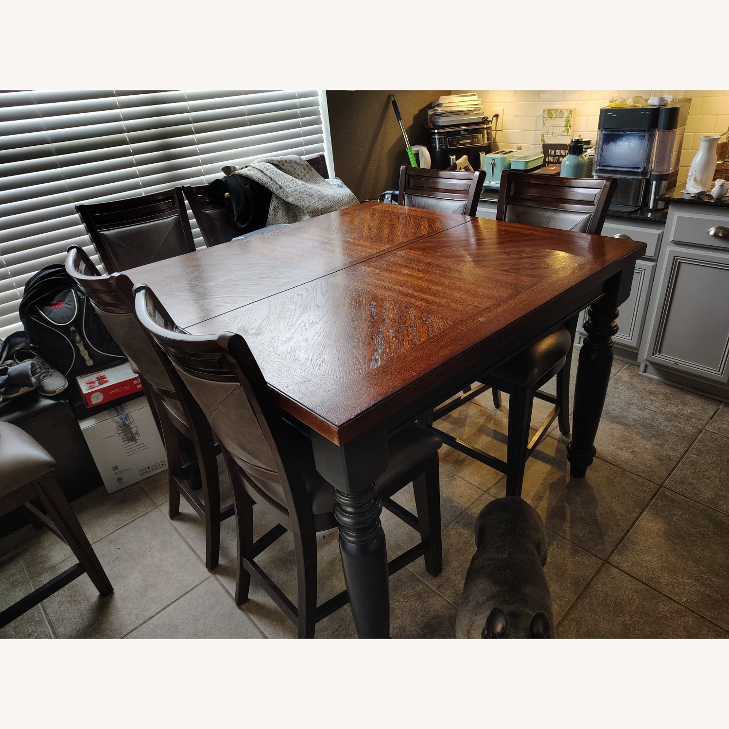 Antique Oak Table with 8 Chairs - image-2