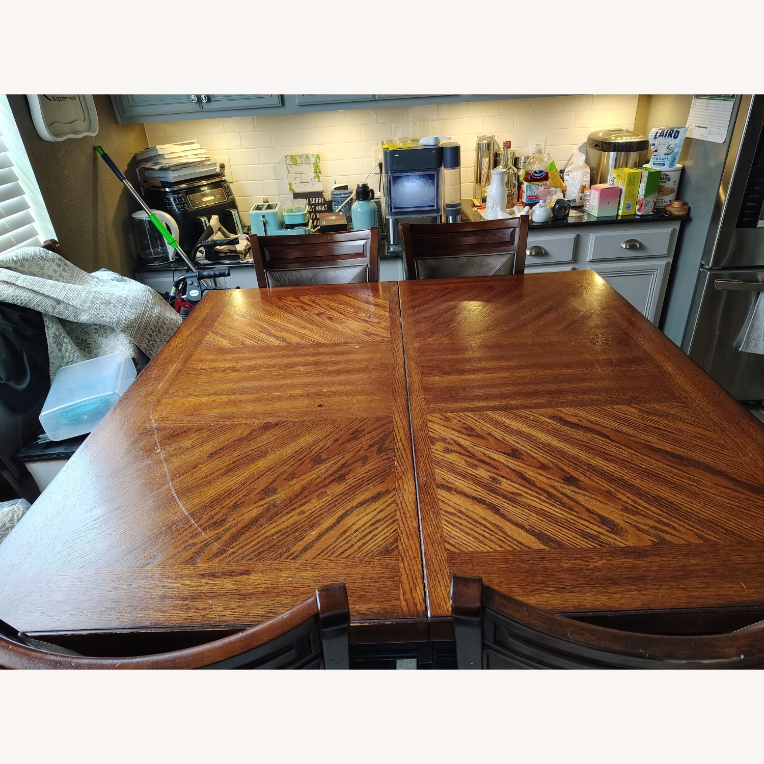Antique Oak Table with 8 Chairs - image-3
