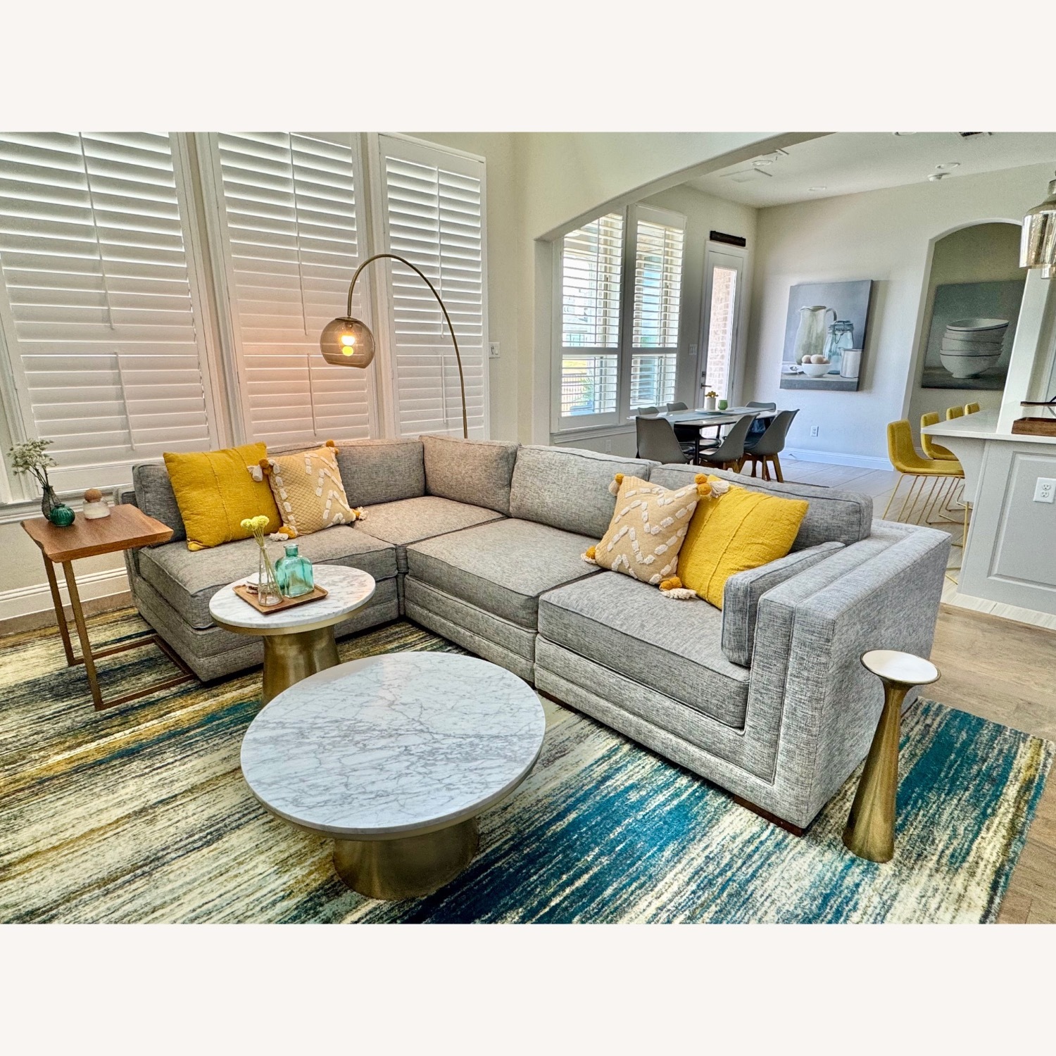 Rumi Light Gray Sectional Sofa - image-1