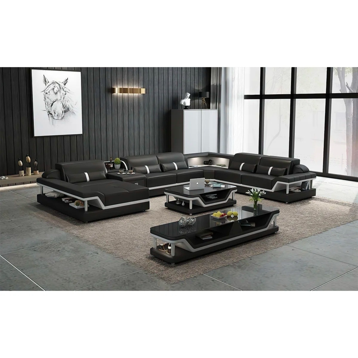 Asantae - Genuine Leather Modular Corner Sectional - image-5