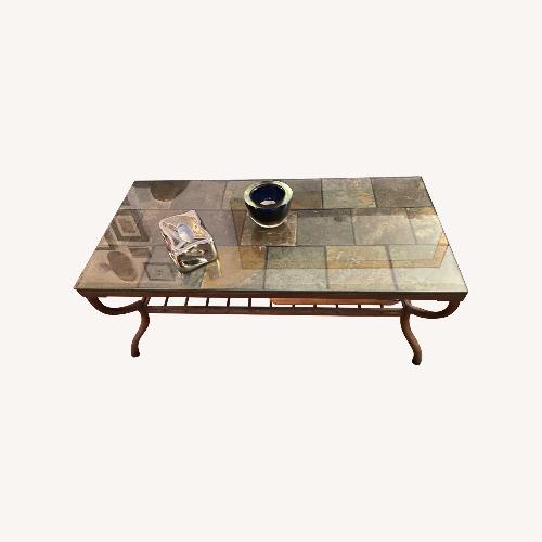 Used Slate Tile & Wrought Iron Coffee Table for sale on AptDeco