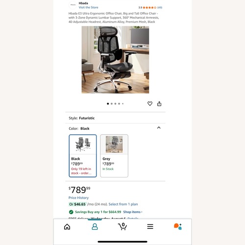 Used Hbada E3 Ultra Ergonomic Office chair for sale on AptDeco