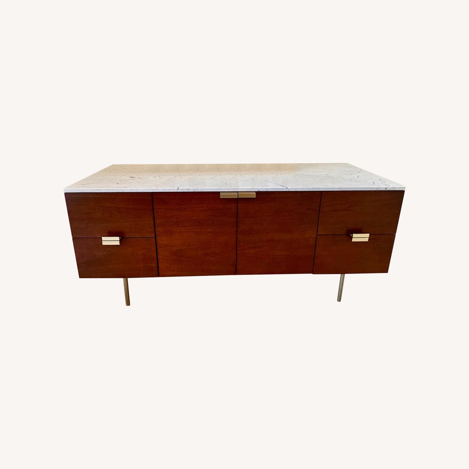 West Elm Delphine Wood Buffet Table with Marble Top - image-0
