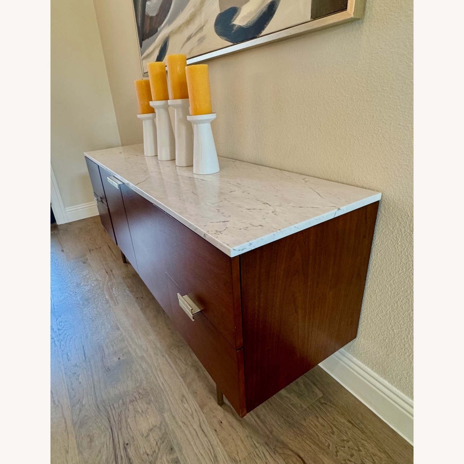 West Elm Delphine Wood Buffet Table with Marble Top - image-3