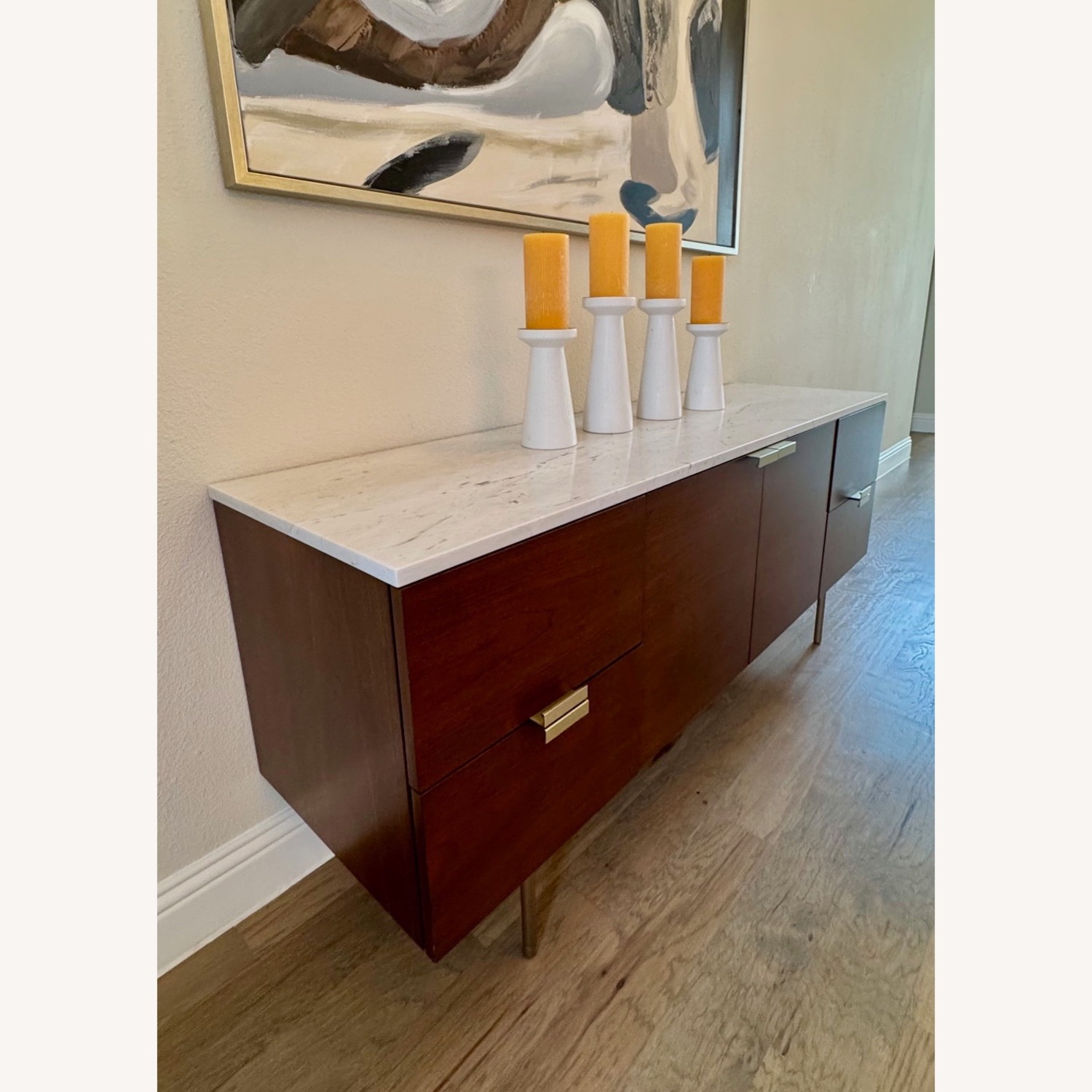 West Elm Delphine Wood Buffet Table with Marble Top - image-2