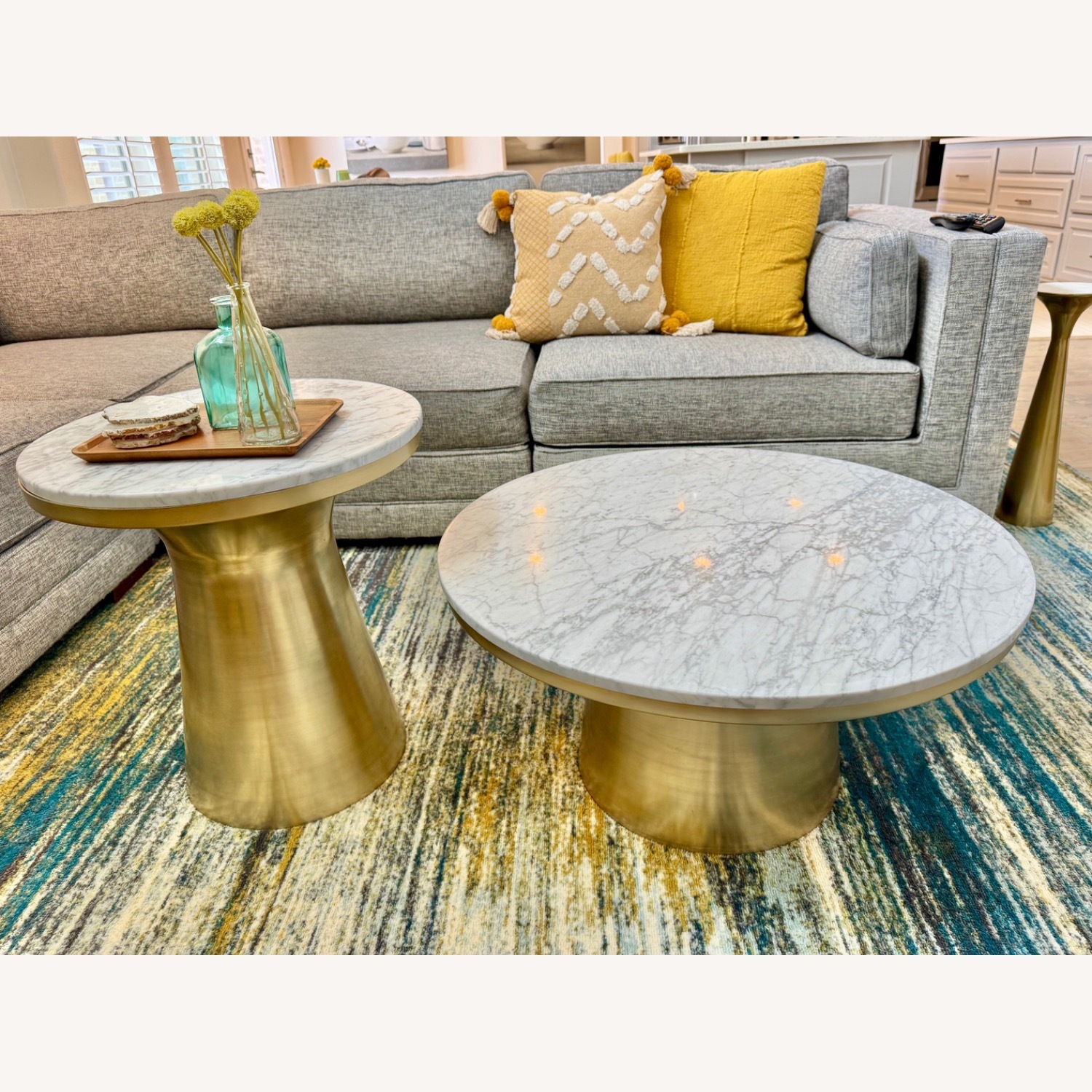 Gold & Marble West Elm Coffee Table - image-1