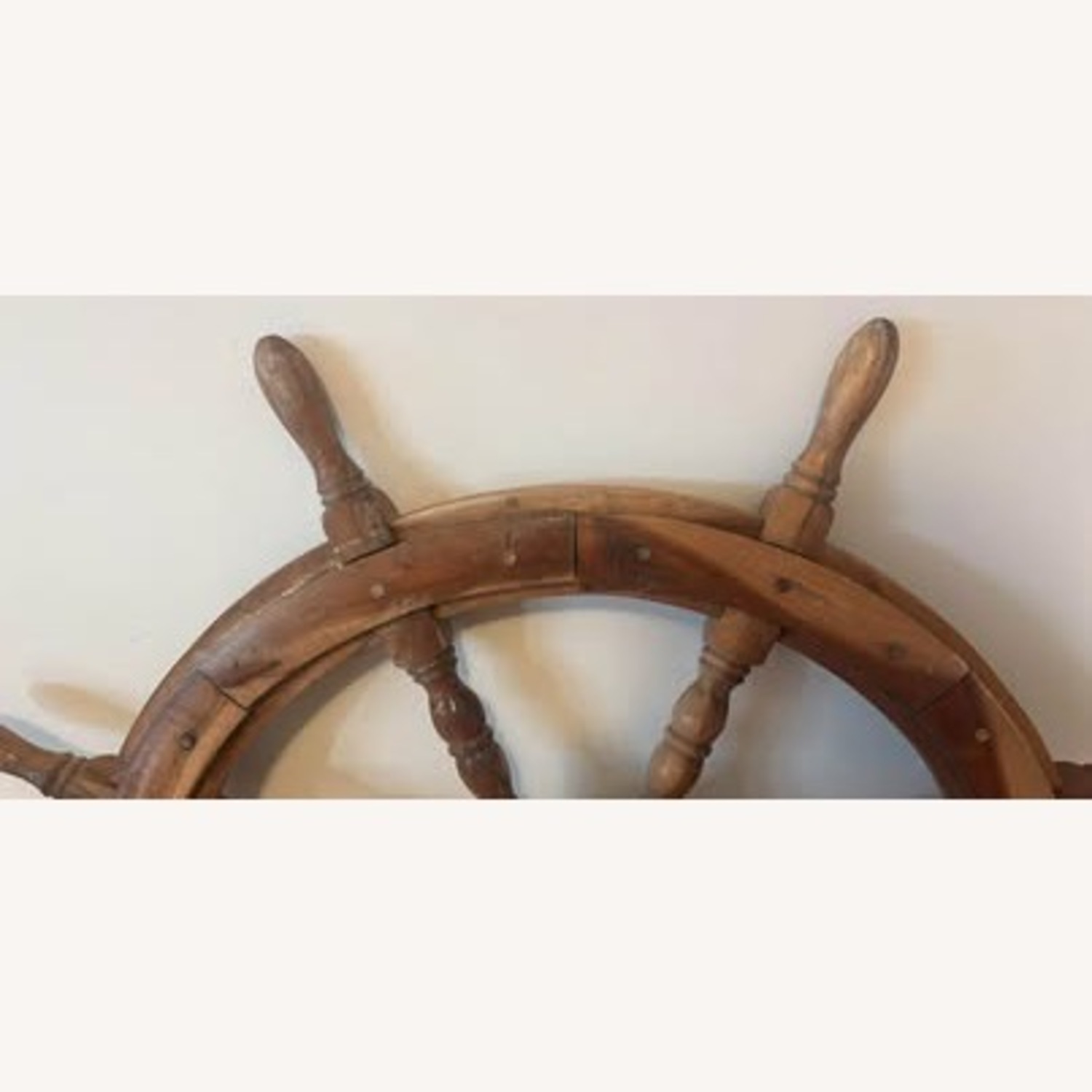 Vintage Wooden Ship Steering Wheel - image-4