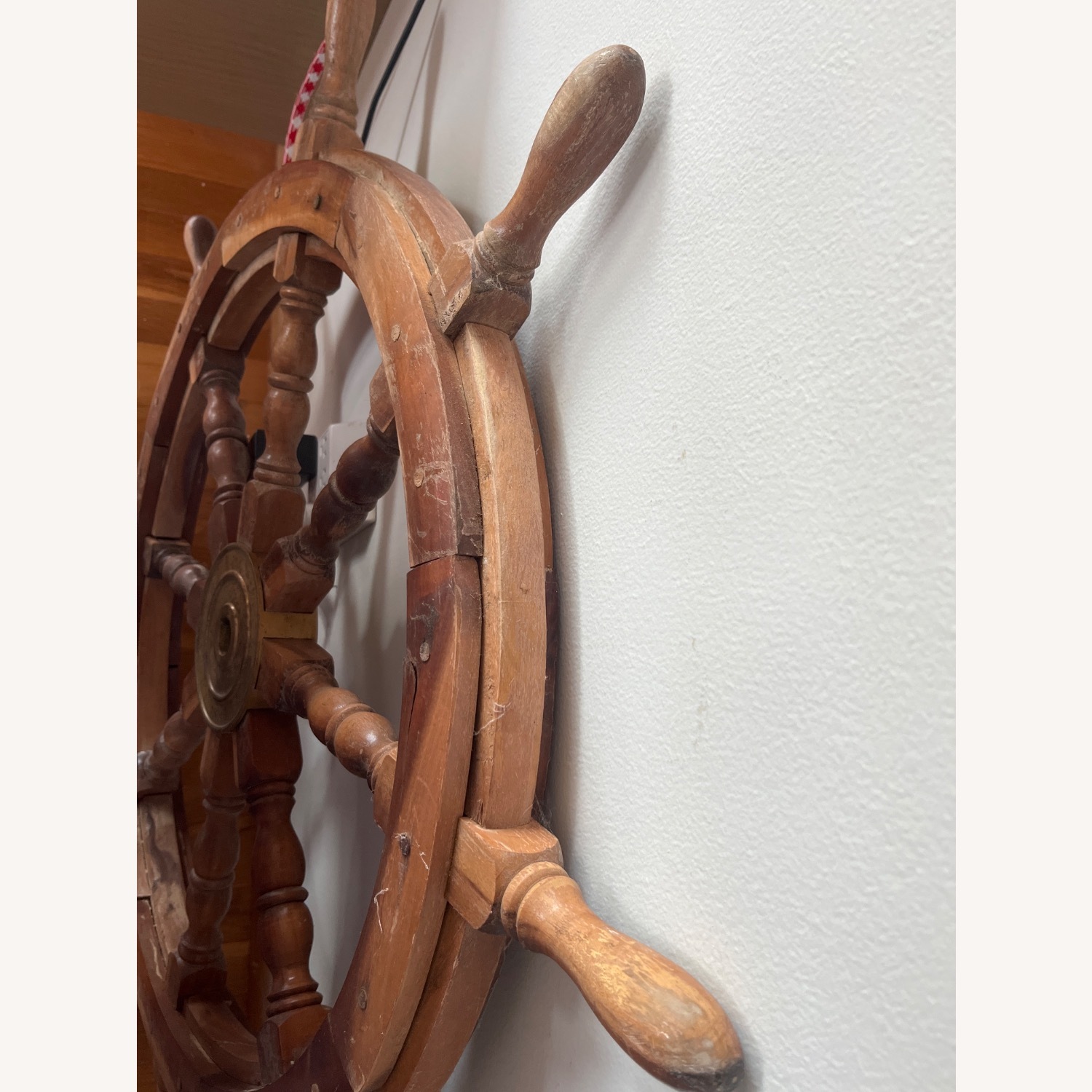Vintage Wooden Ship Steering Wheel - image-3