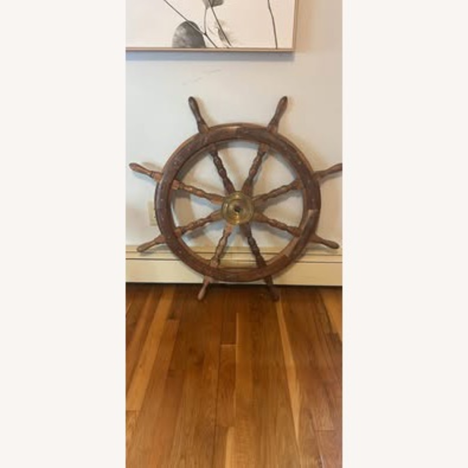 Vintage Wooden Ship Steering Wheel - image-2