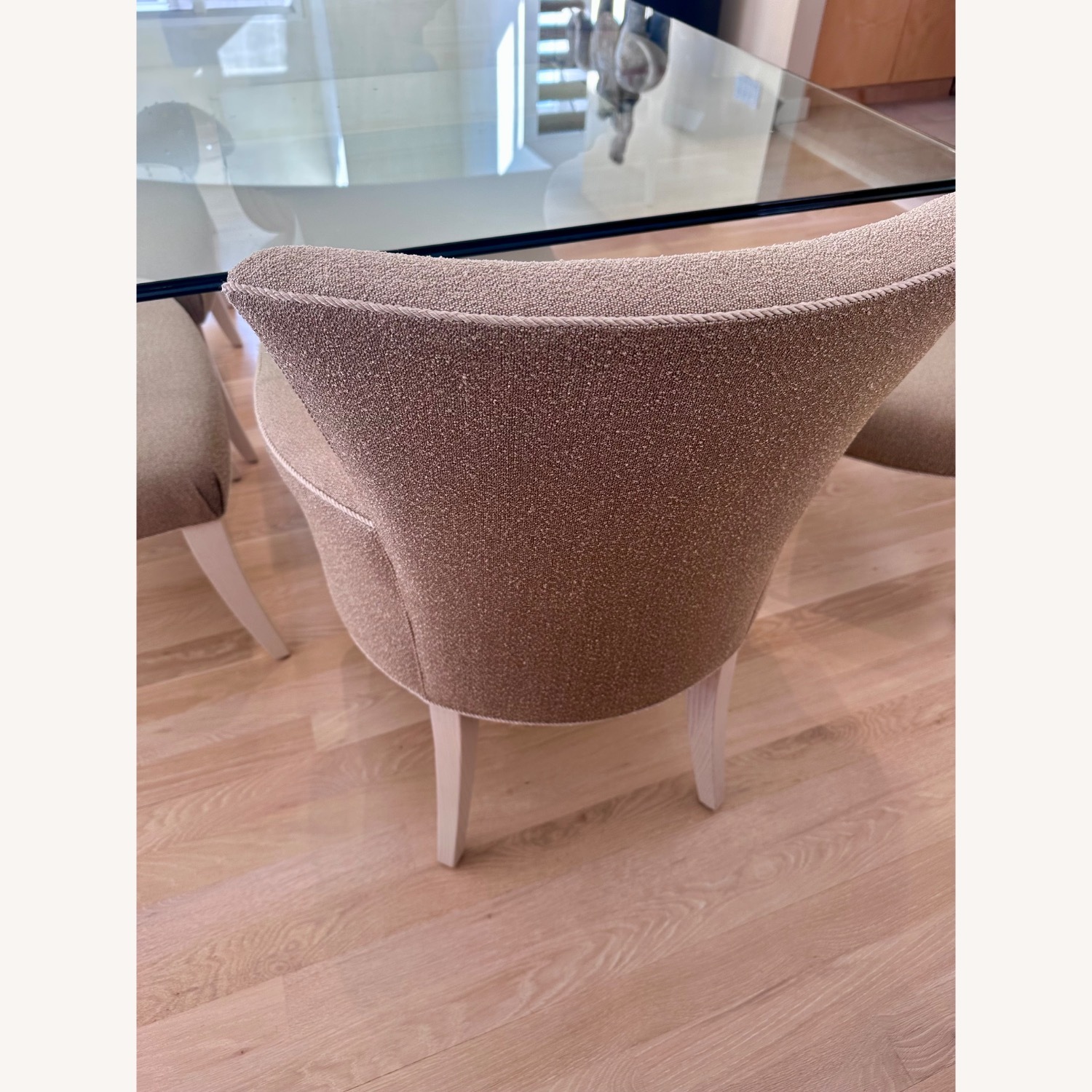 Glass Dining Table w Stone Pedestals & 8 Chairs - image-11