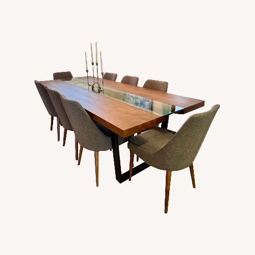 Used Wood Top Dining Table with 6 Chairs for sale on AptDeco