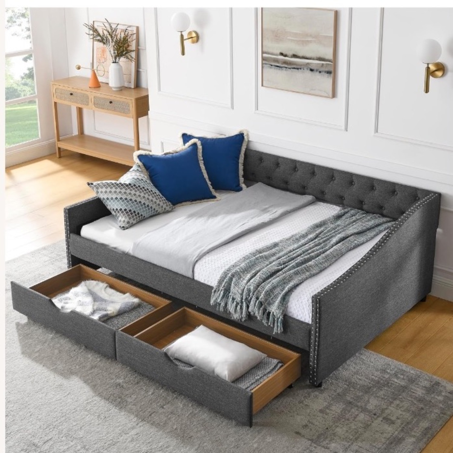 Amazon Dark Grey Full Daybed Frame with Storage - image-5