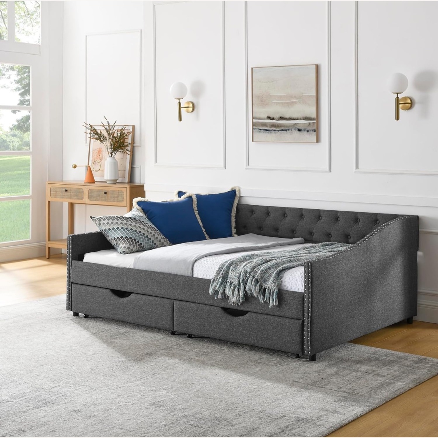 Amazon Dark Grey Full Daybed Frame with Storage - image-4