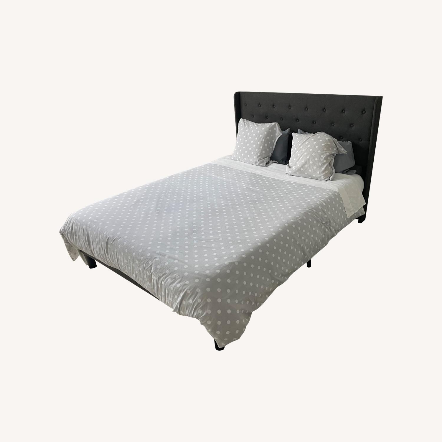 Wayfair Bertillo Upholstered Metal Wingback Bed - image-0