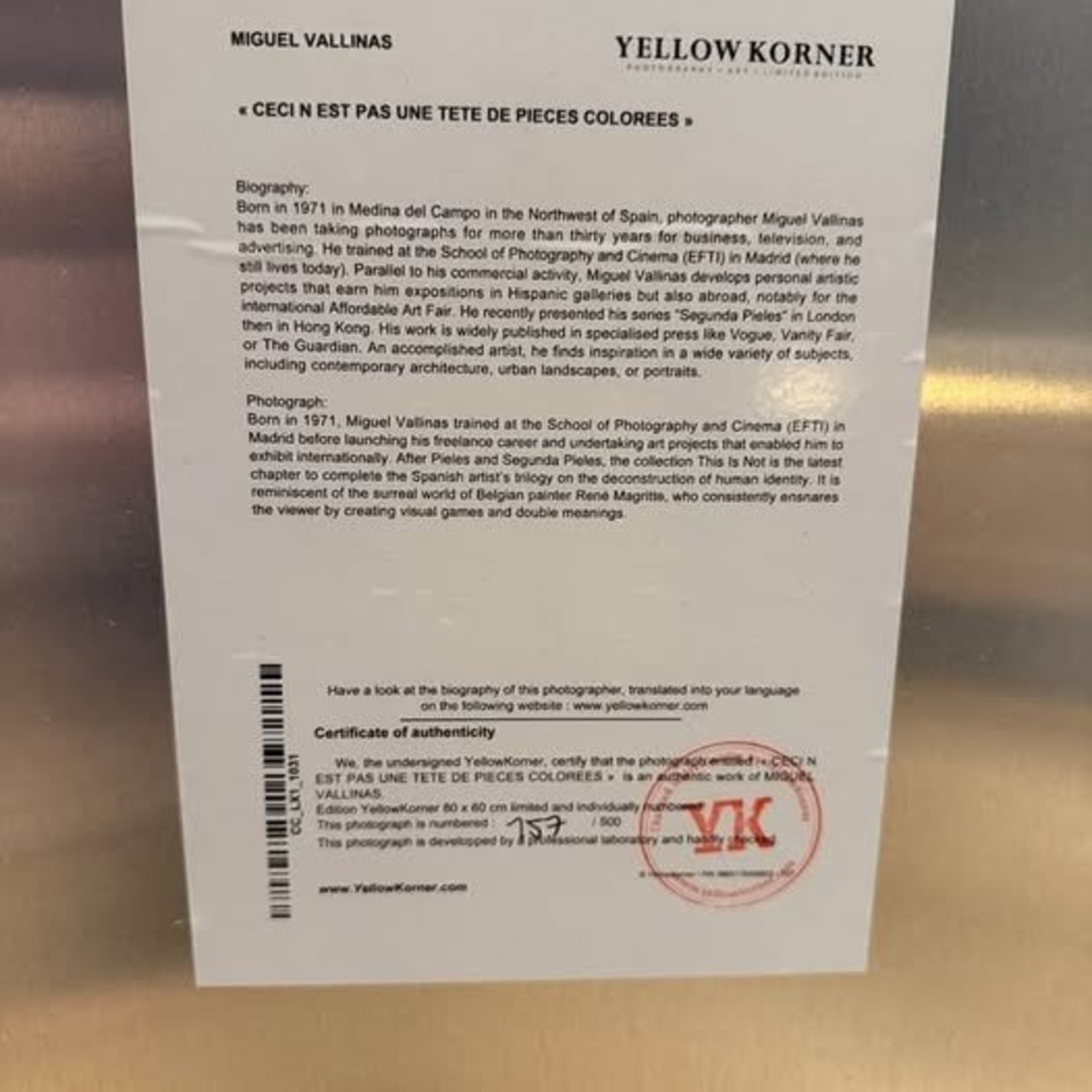 Yellow Korner Framed Ltd Ed by Miguel Vallinas - image-3