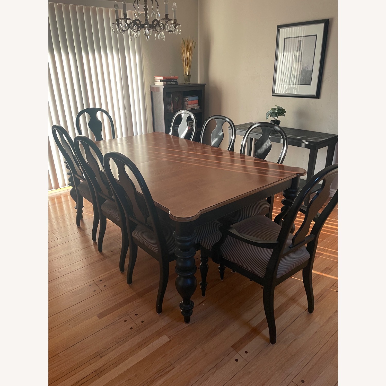 Ethan Allen Wood Table + 10 Chairs - image-0