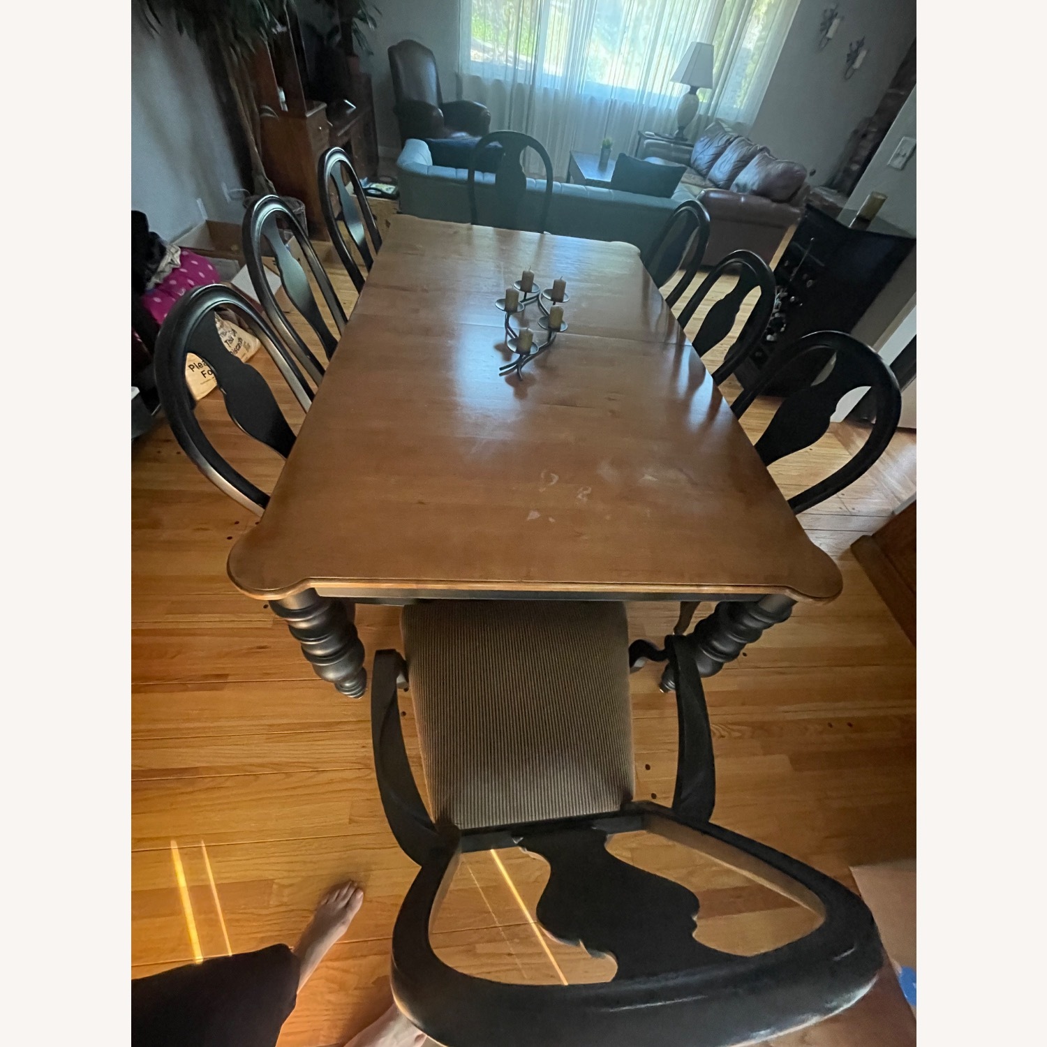 Ethan Allen Wood Table + 10 Chairs - image-2