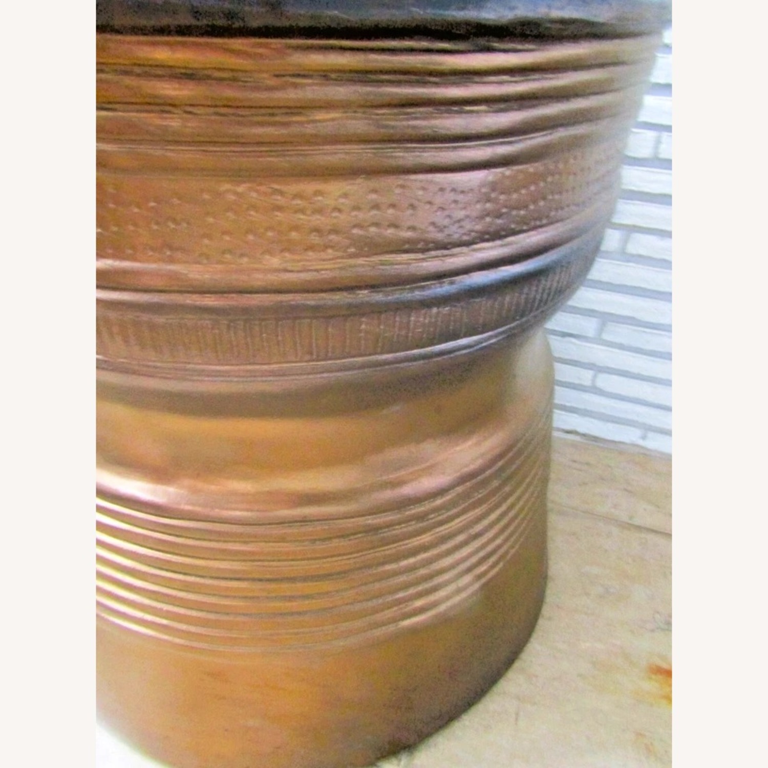 Vintage Asian Bronze Rain Drum Side Table - image-7