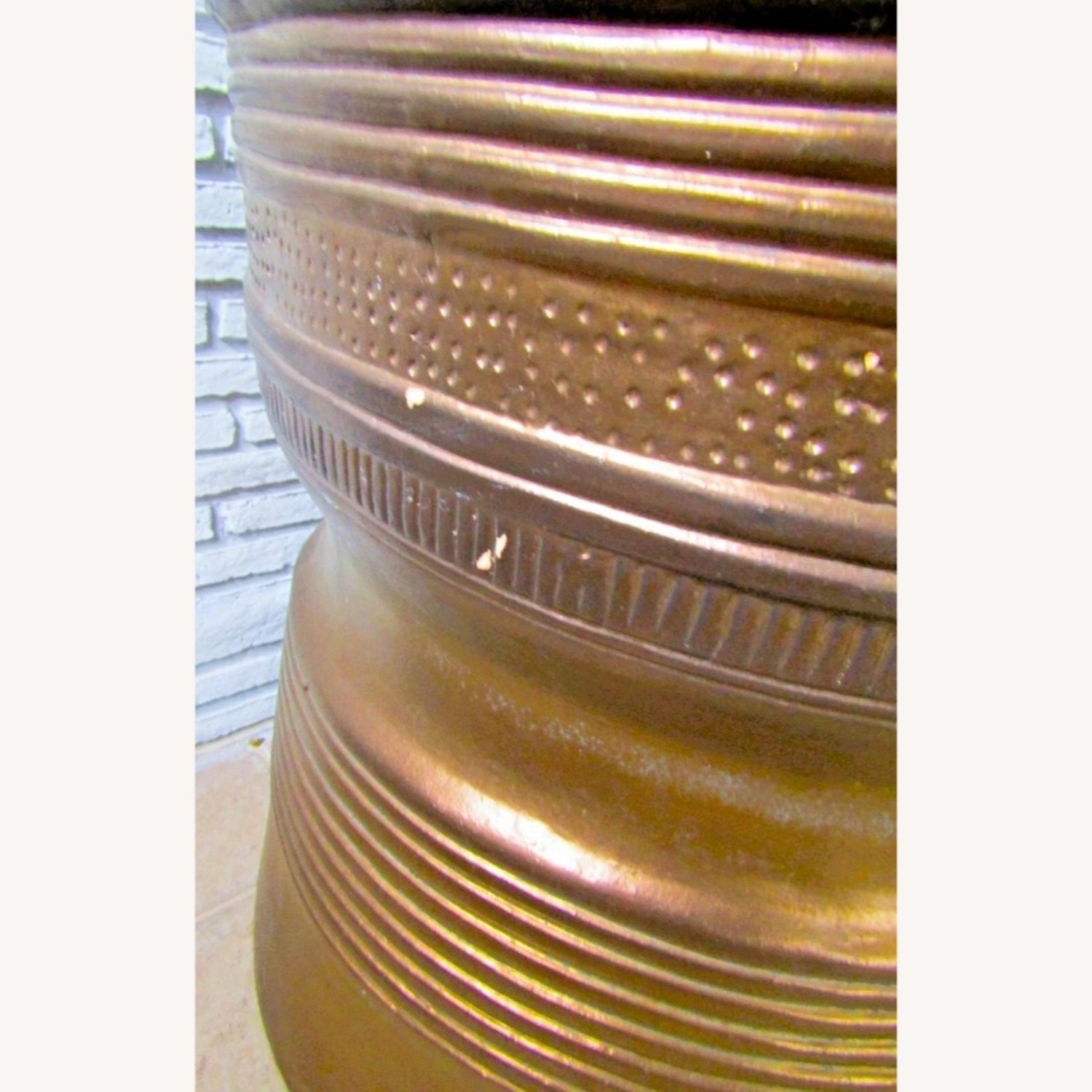 Vintage Asian Bronze Rain Drum Side Table - image-8