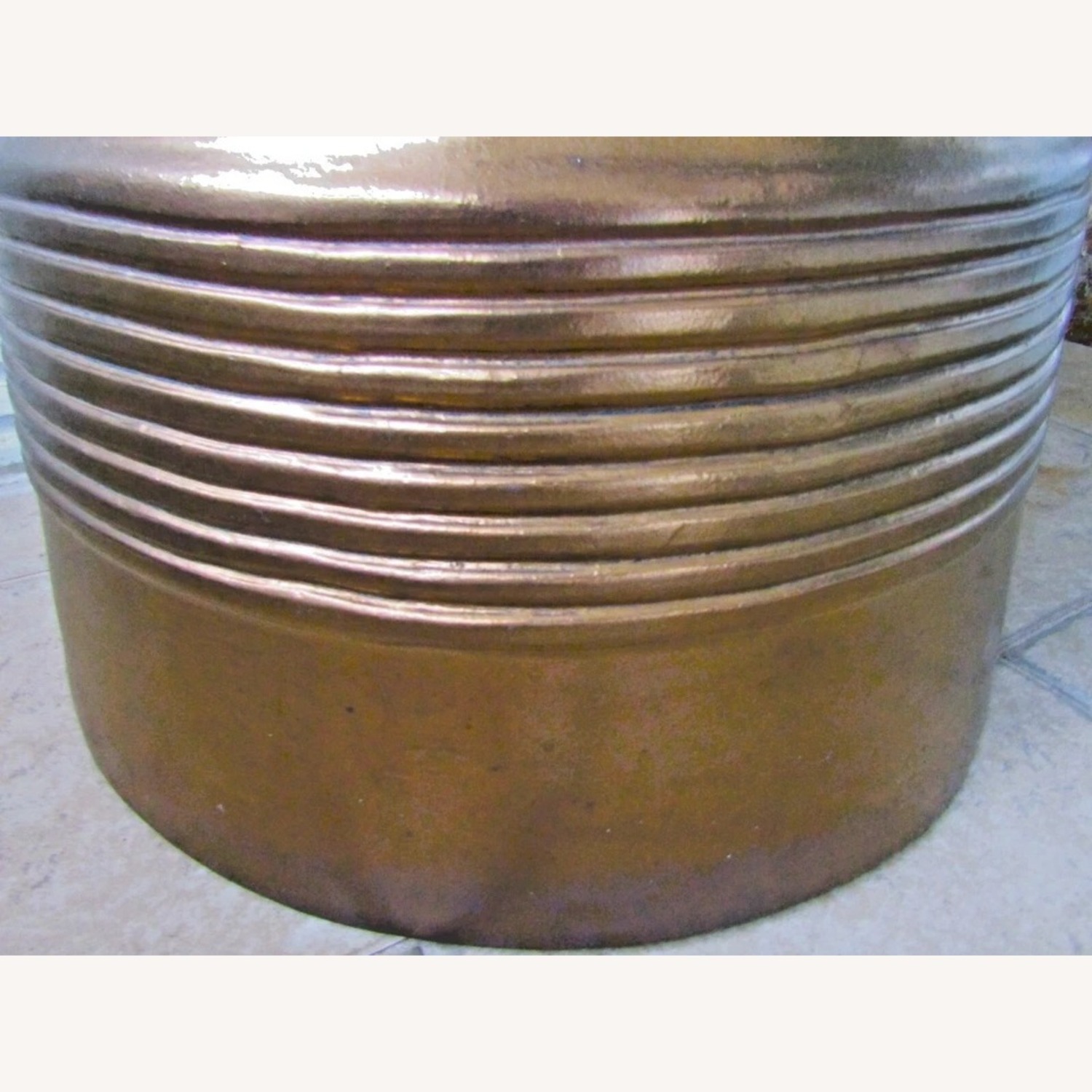 Vintage Asian Bronze Rain Drum Side Table - image-6