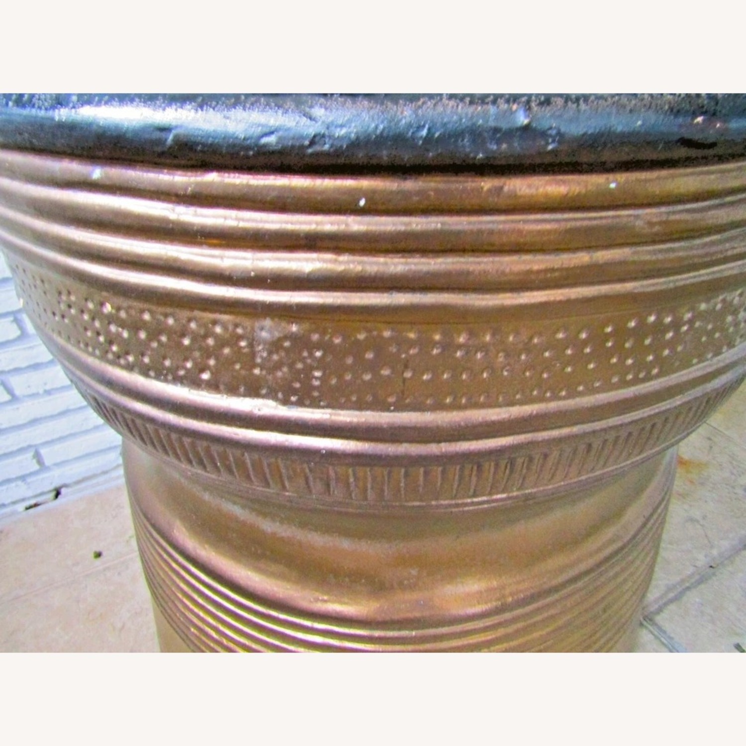 Vintage Asian Bronze Rain Drum Side Table - image-5