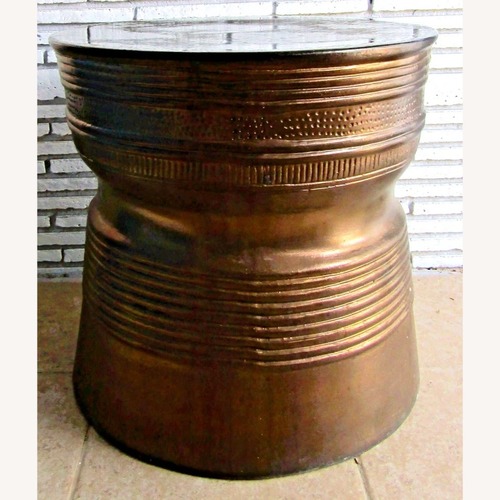Used Vintage Asian Bronze Rain Drum Side Table for sale on AptDeco