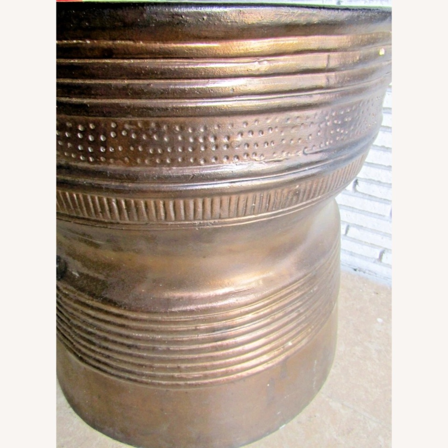 Vintage Asian Bronze Rain Drum Side Table - image-8