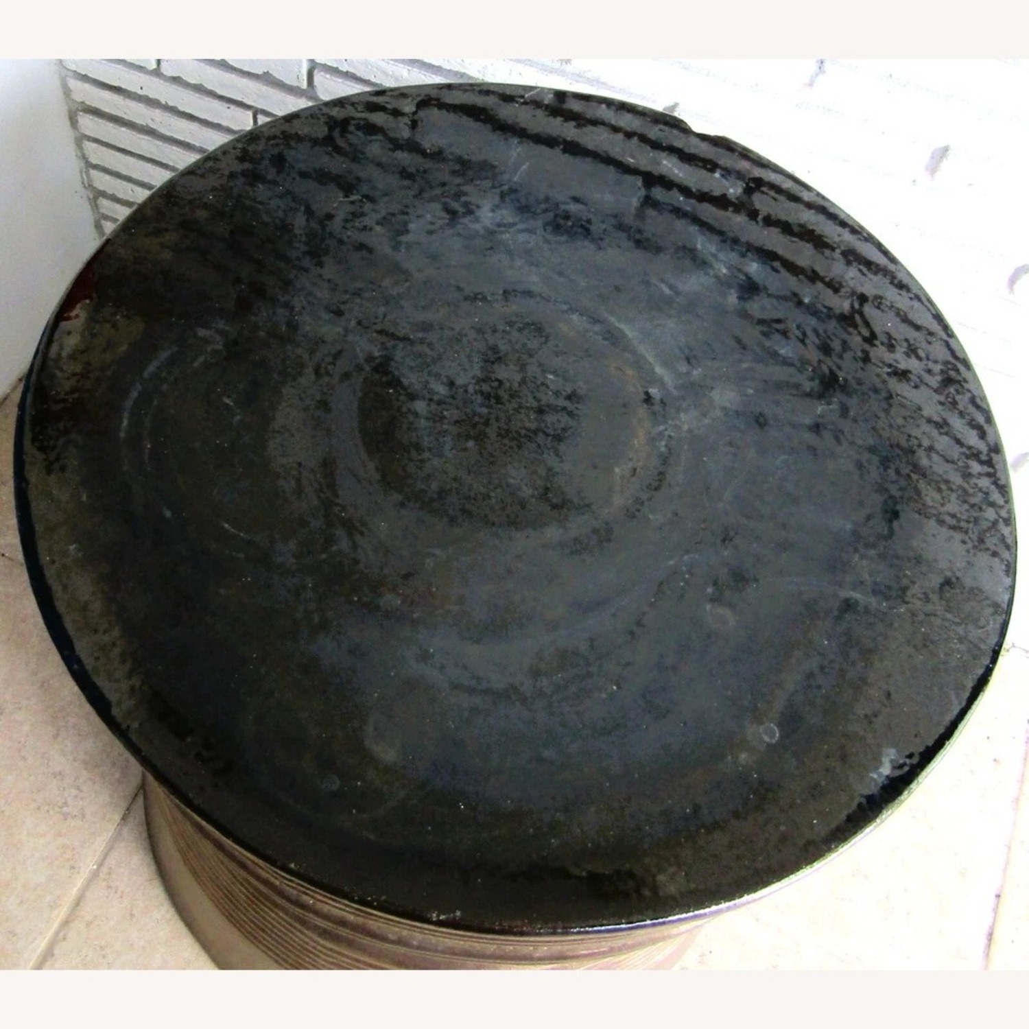 Vintage Asian Bronze Rain Drum Side Table - image-4