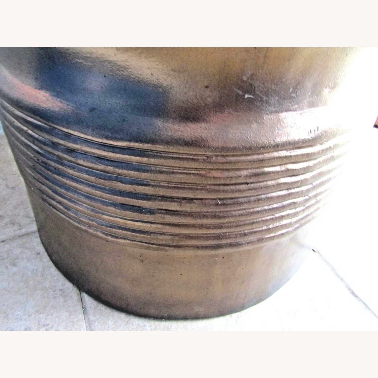 Vintage Asian Bronze Rain Drum Side Table - image-7