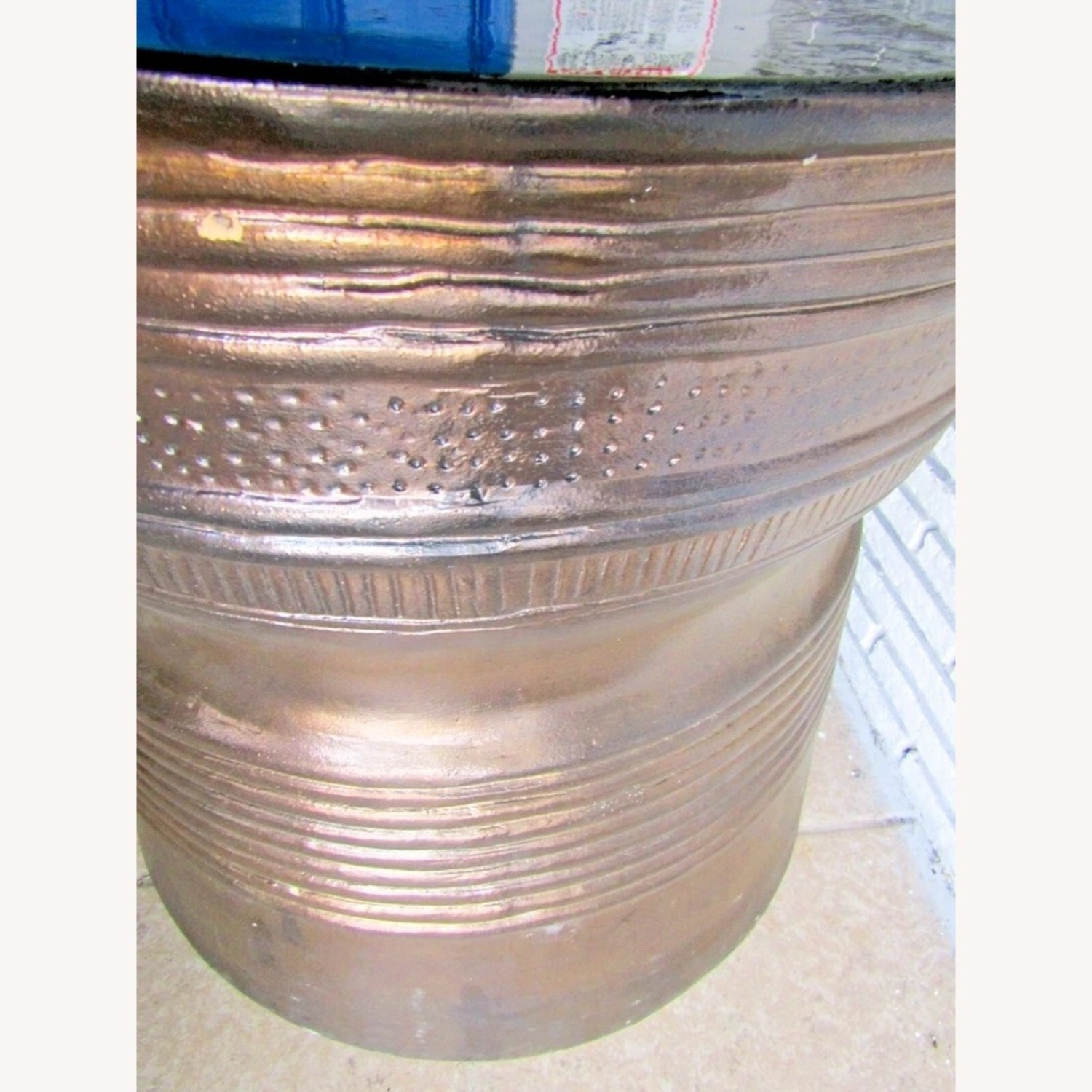 Vintage Asian Bronze Rain Drum Side Table - image-9