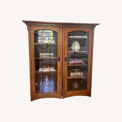 Used Wooden Bookcase with Double Glass Doors for sale on AptDeco