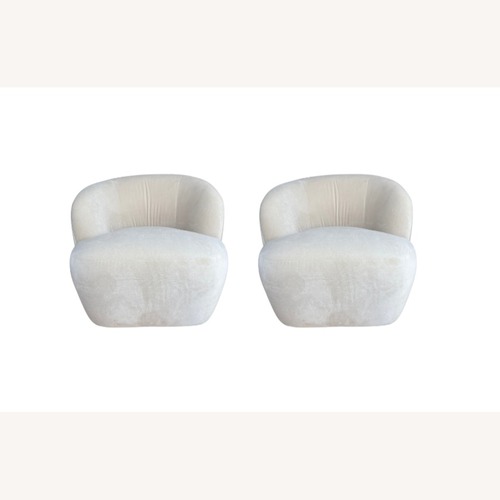 Used 2 RH Emilia Swivel Chairs, Sand Performance Velvet for sale on AptDeco