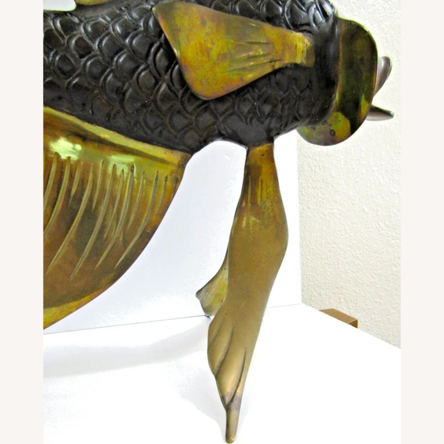 Large Bronze Brass Fighting Fish Sculpture - image-10