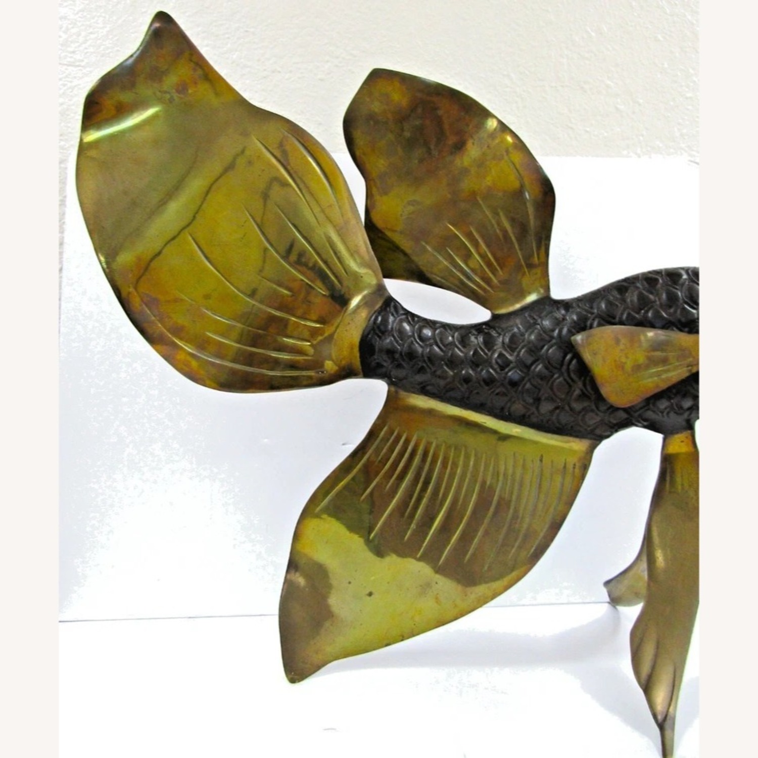 Large Bronze Brass Fighting Fish Sculpture - image-11