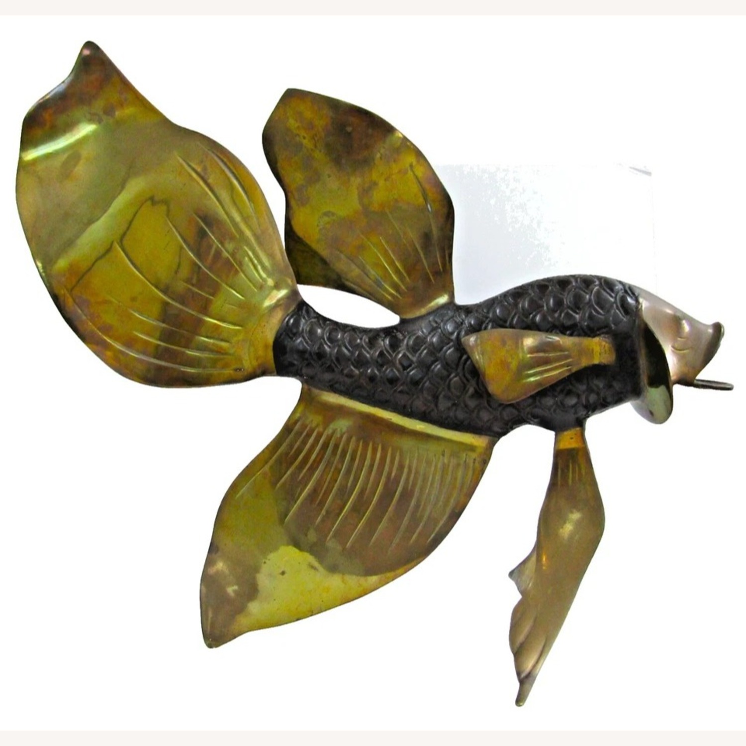 Large Bronze Brass Fighting Fish Sculpture - image-8