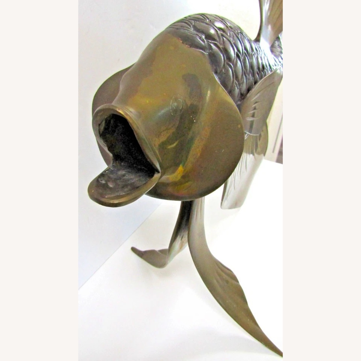 Large Bronze Brass Fighting Fish Sculpture - image-6