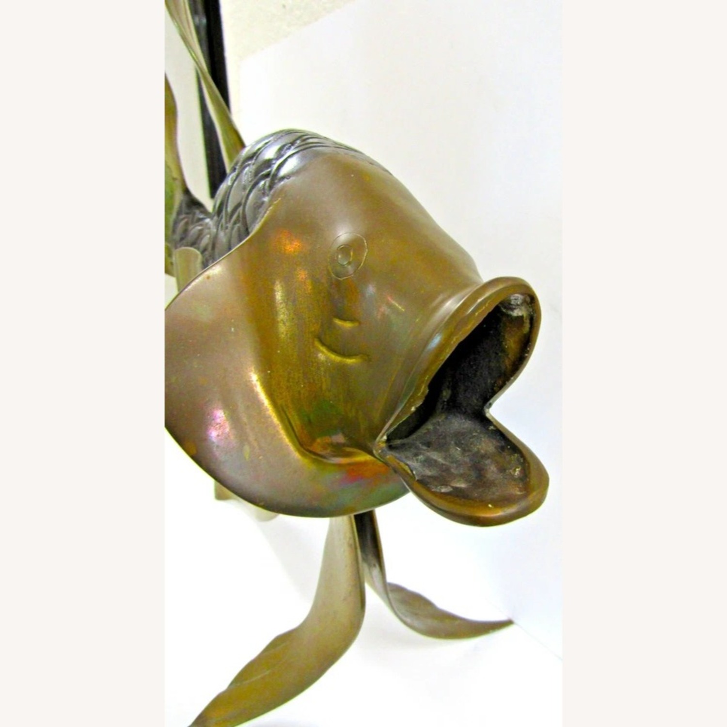 Large Bronze Brass Fighting Fish Sculpture - image-12
