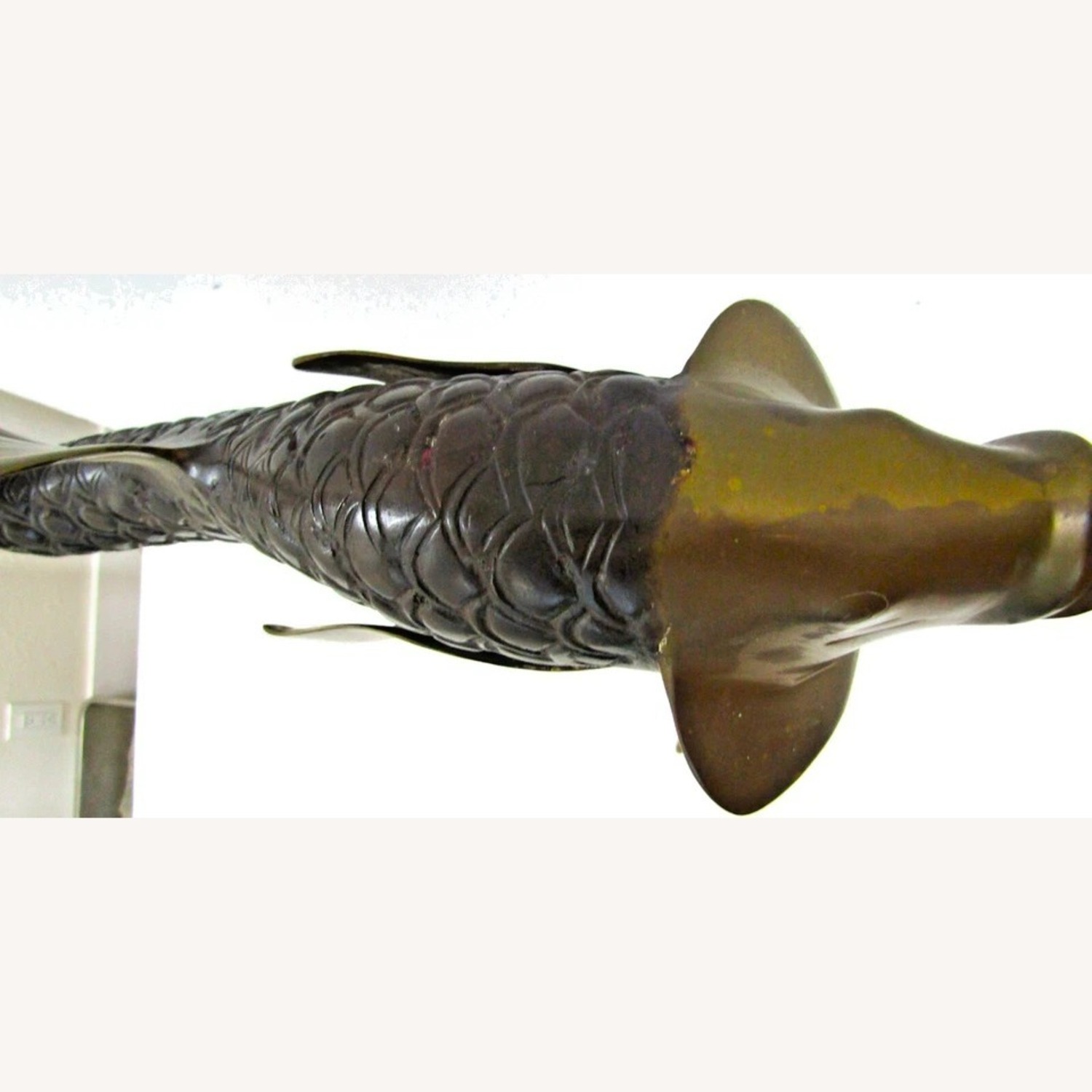 Large Bronze Brass Fighting Fish Sculpture - image-13