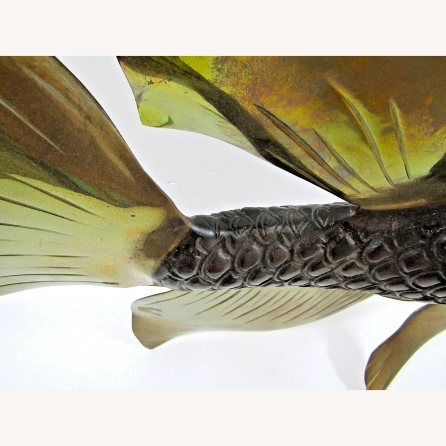 Large Bronze Brass Fighting Fish Sculpture - image-14