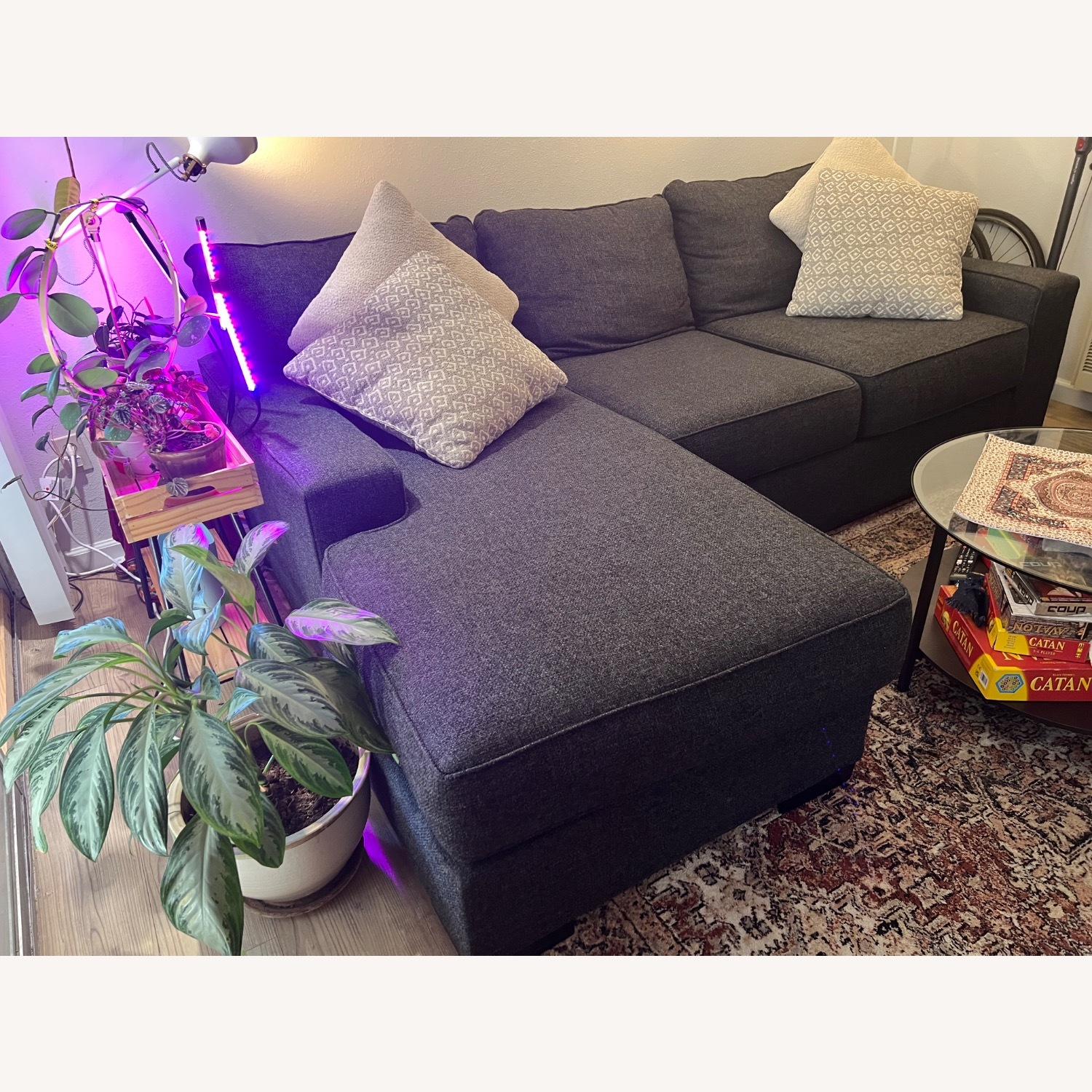 Living Spaces Pewter Grey Modular Sectional Couch - image-2